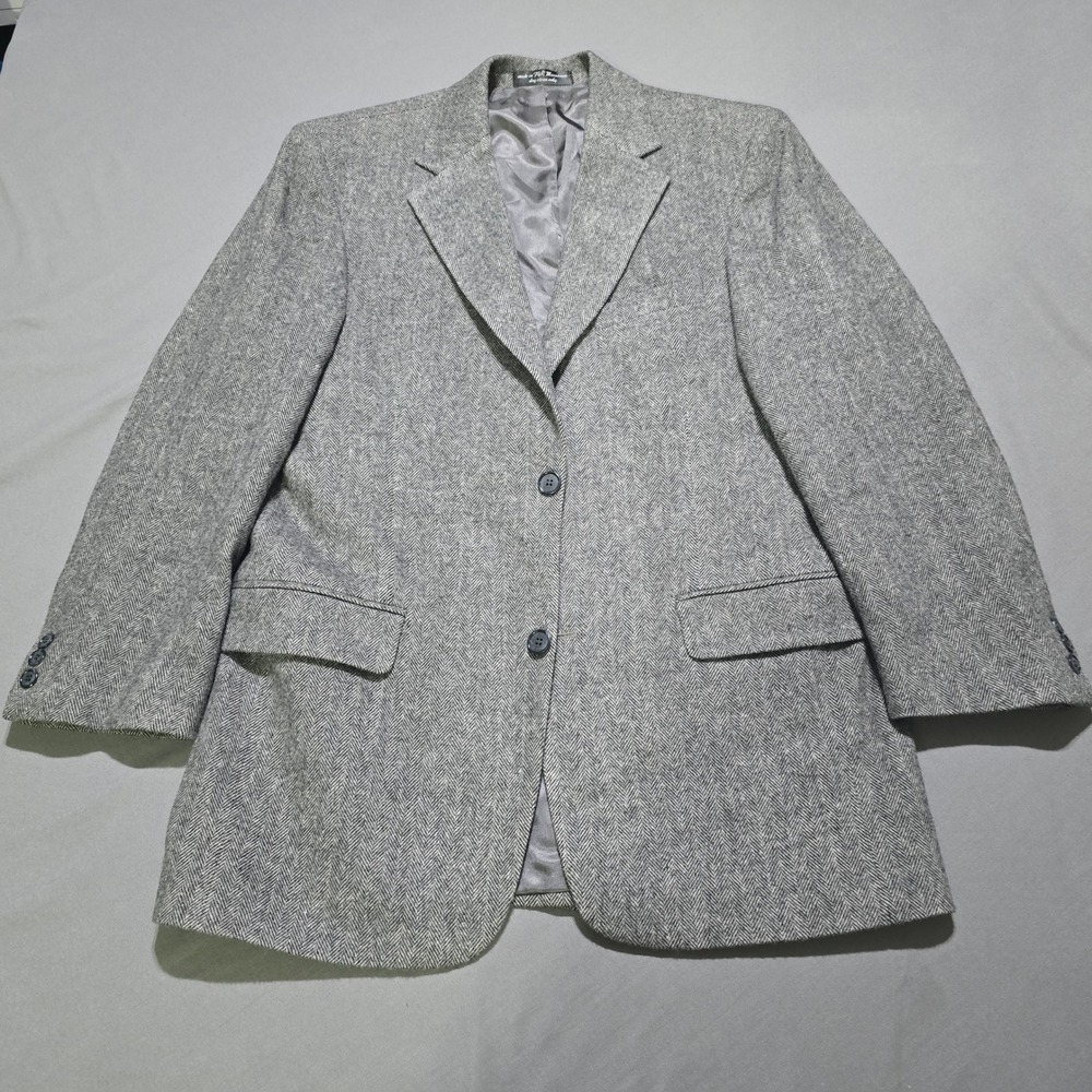 Cricketeer Sport Coat Mens 40R Grey Herringbone Camel Hair Blend Blazer Italy